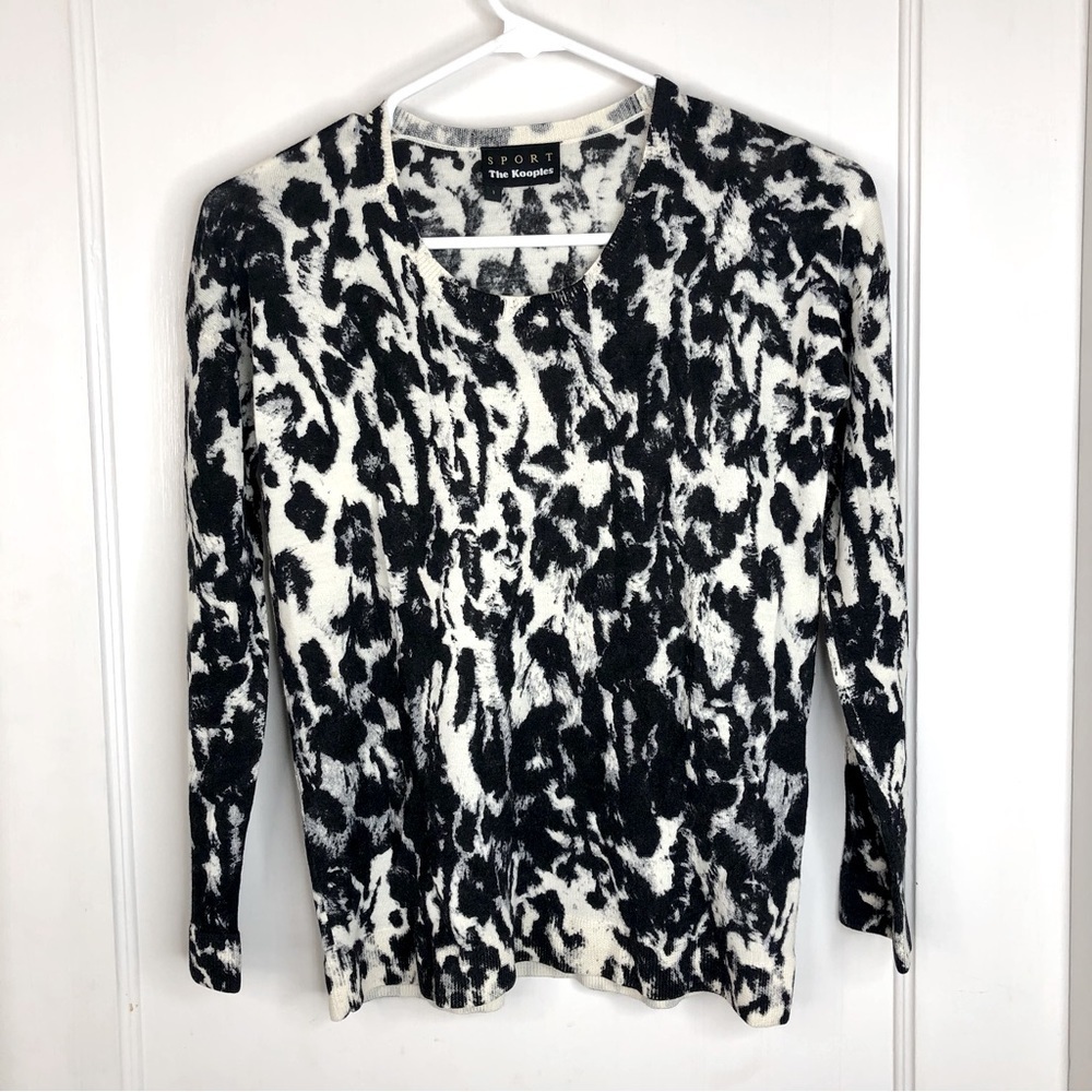 The Kooples sweater SPORT Black white merino wool crewneck pullover size small